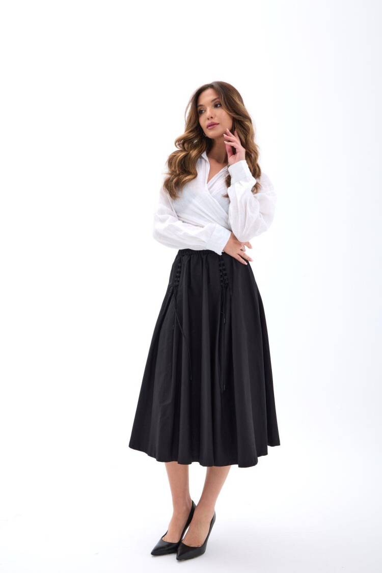 Elegant Casual Midi Flared High Waist Skirt