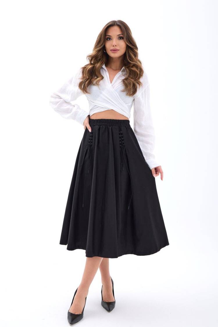 Elegant Casual Midi Flared High Waist Skirt - Brand: Fame - Women's Clothing Wholesale - Globality Store