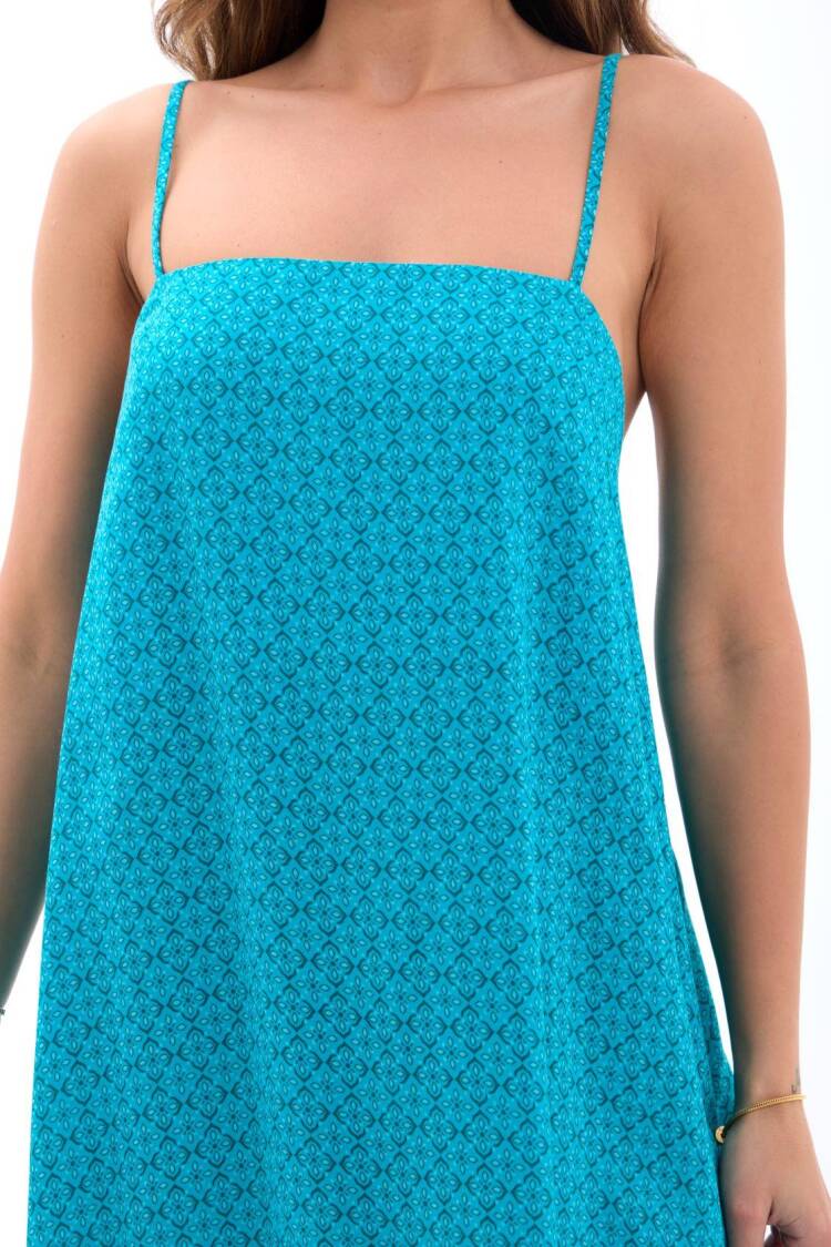 Slip Dress With Square Neck And Cap Sleeves