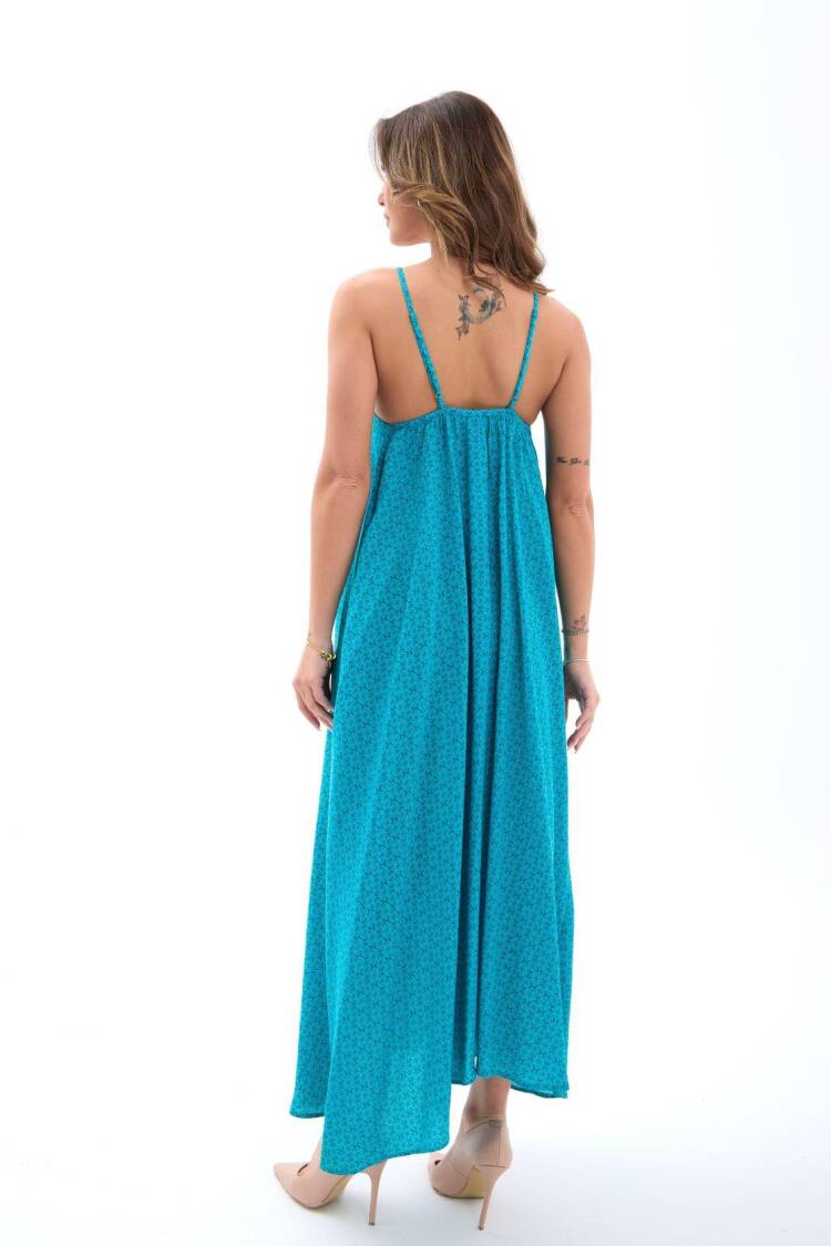 Slip Dress With Square Neck And Cap Sleeves