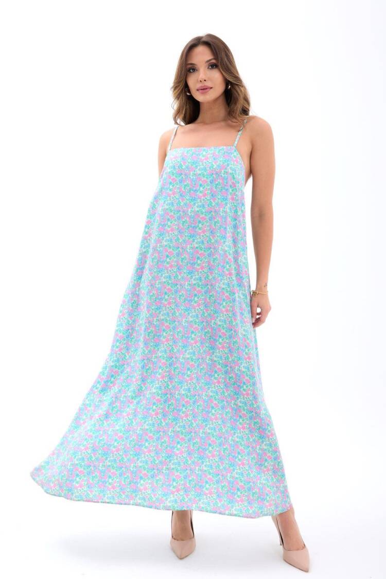 Pink Floral Sleeveless Maxi Slip Dress - Brand: Fame - Women's Clothing Wholesale - Globality Store