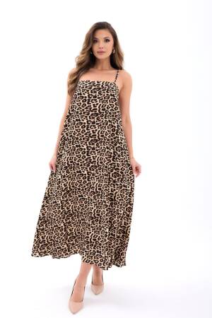 Leopard Print Sleeveless Slip Maxi Dress - Brand: Fame - Women's Clothing Wholesale - Globality Store