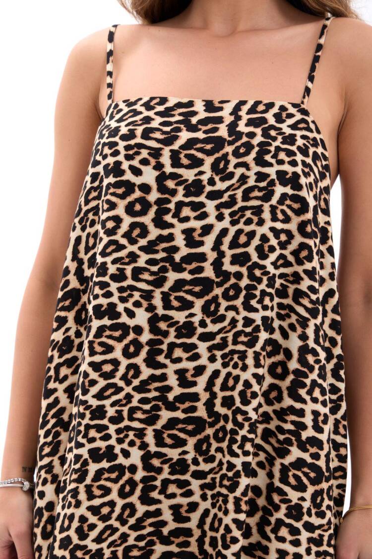 Leopard Print Sleeveless Slip Maxi Dress