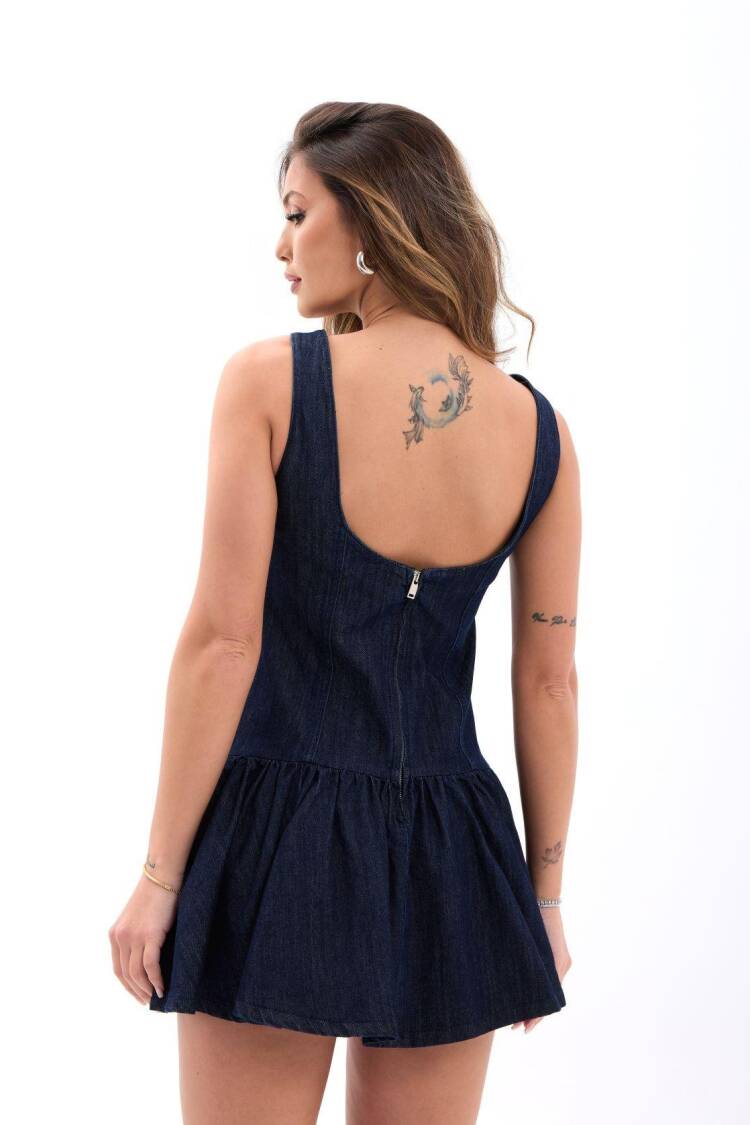 Navy Blue Fit And Flare Mini Dress