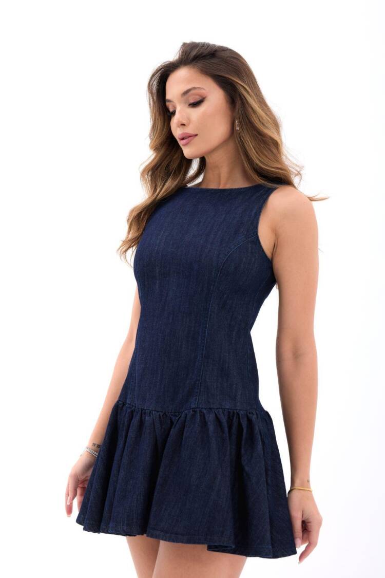 Navy Blue Fit And Flare Mini Dress
