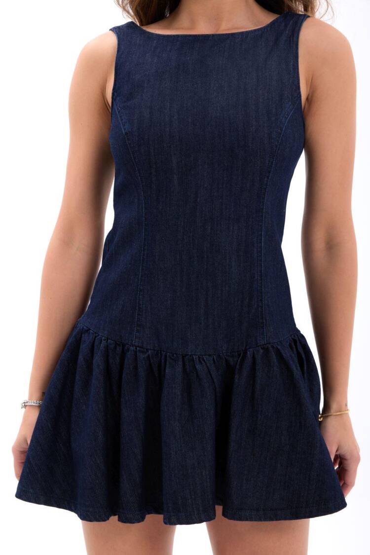 Navy Blue Fit And Flare Mini Dress