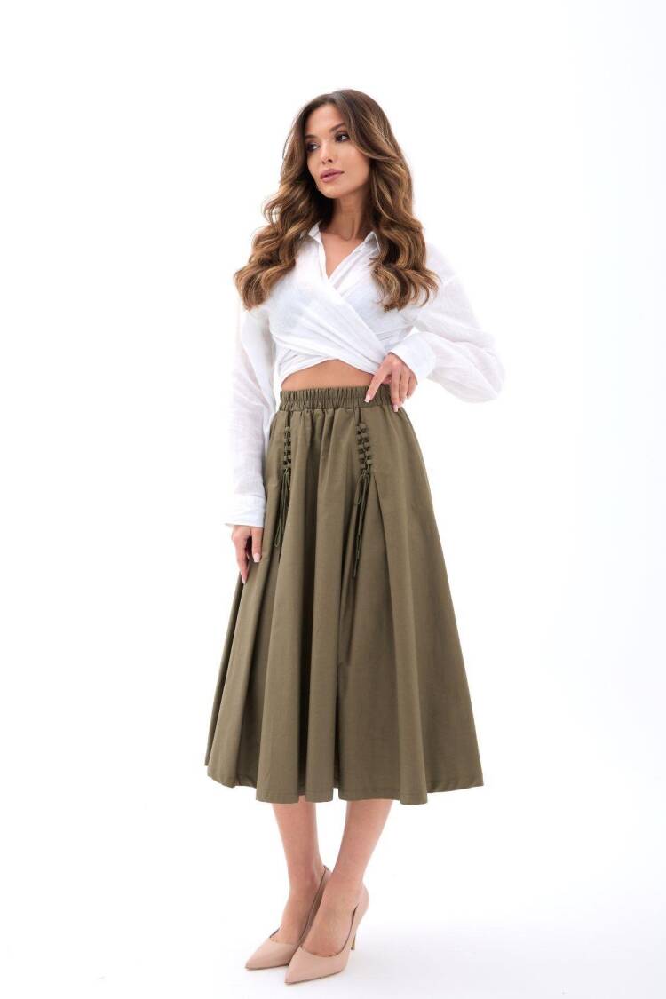 High Waist Flared Midi Skirt
