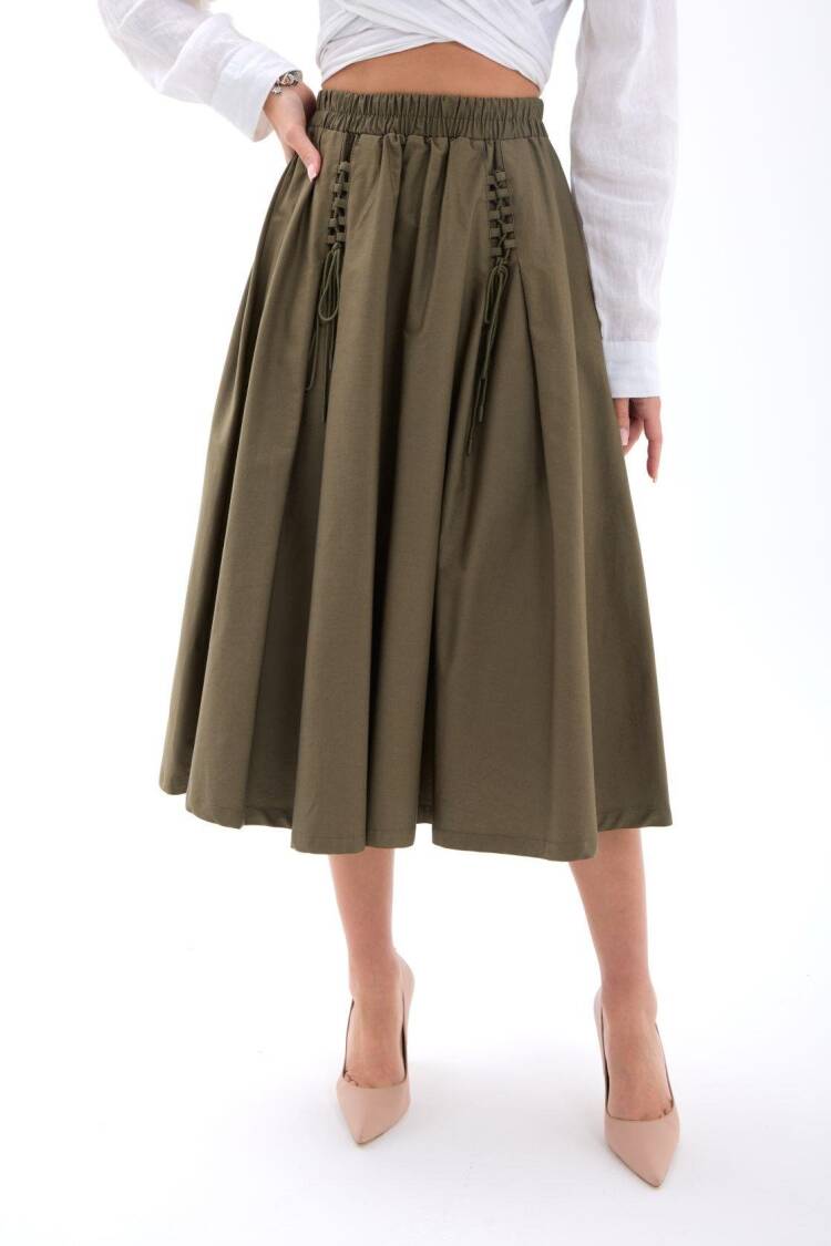 High Waist Flared Midi Skirt