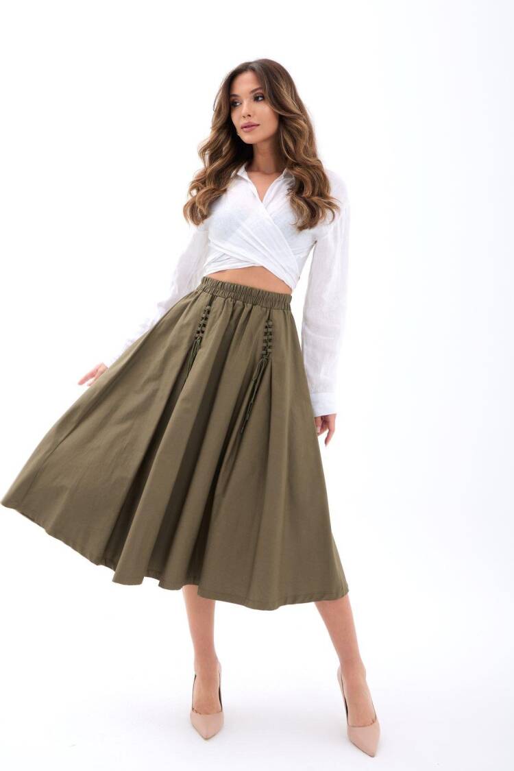 High Waist Flared Midi Skirt - Brand: Fame - Women's Clothing Wholesale - Globality Store