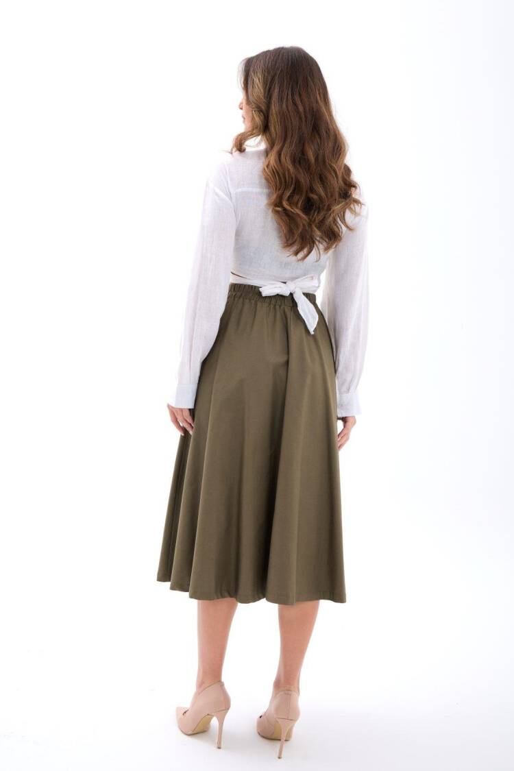 High Waist Flared Midi Skirt