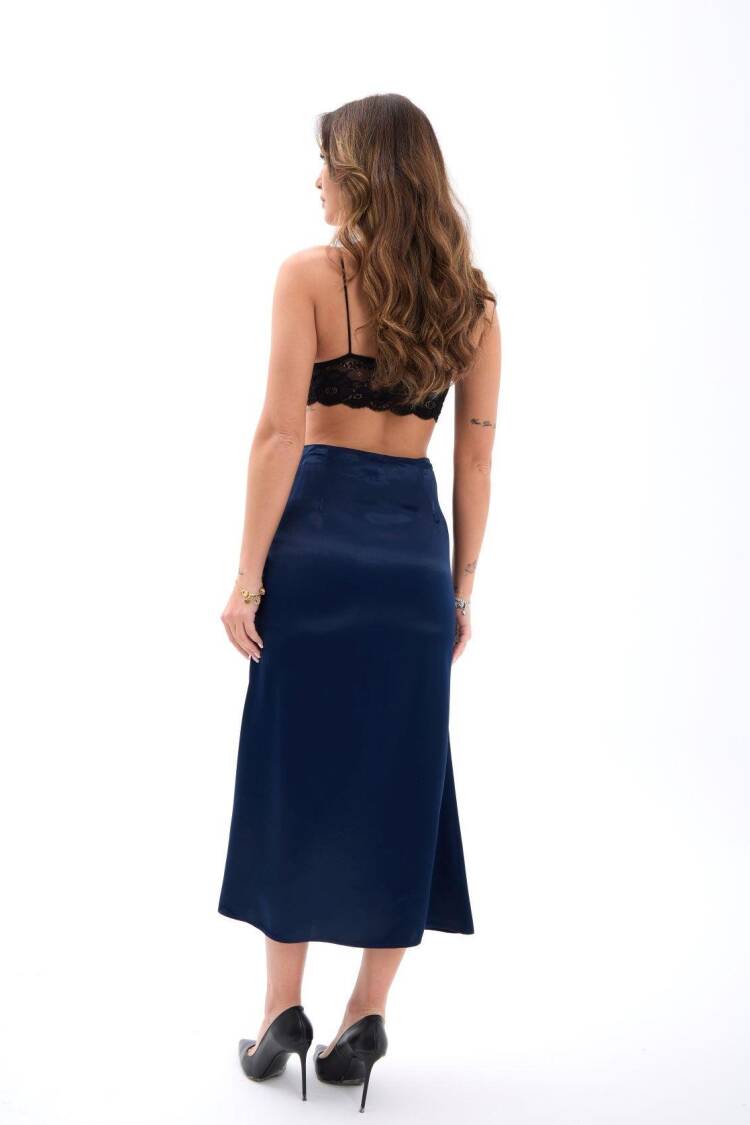 Slip Midi Skirt High Waist Elegant Formal