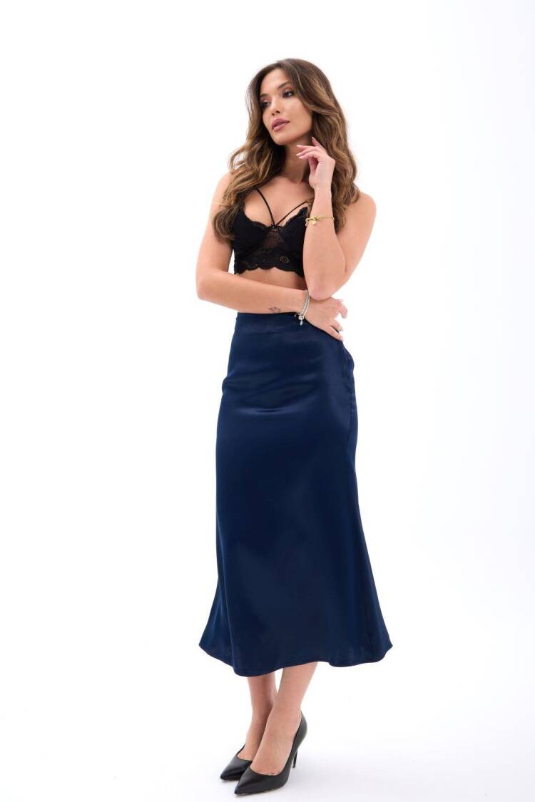 Slip Midi Skirt High Waist Elegant Formal