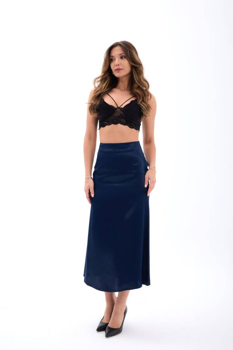 Slip Midi Skirt High Waist Elegant Formal