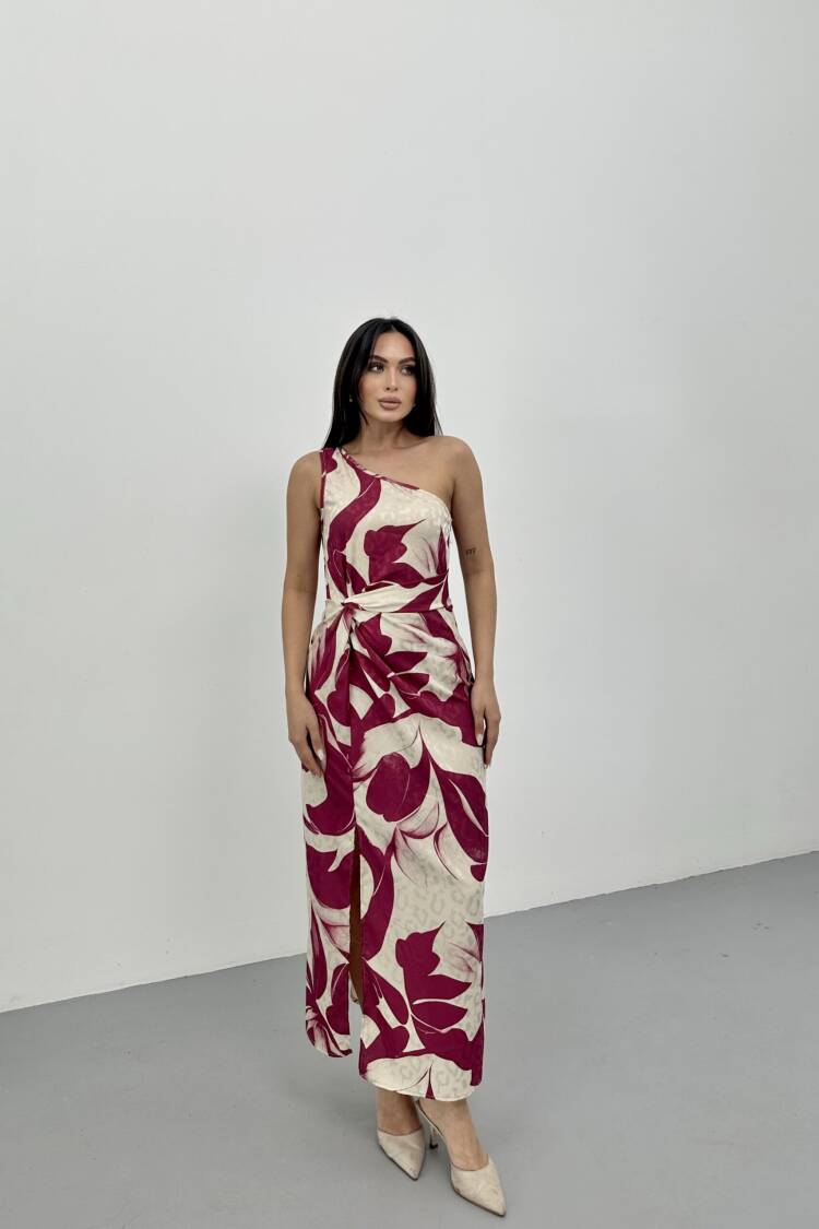 Fuchsia Sleeveless One Shoulder Neck Slit Midi Dress - Brand: STEPS - Women's Clothing Wholesale - Globality Store