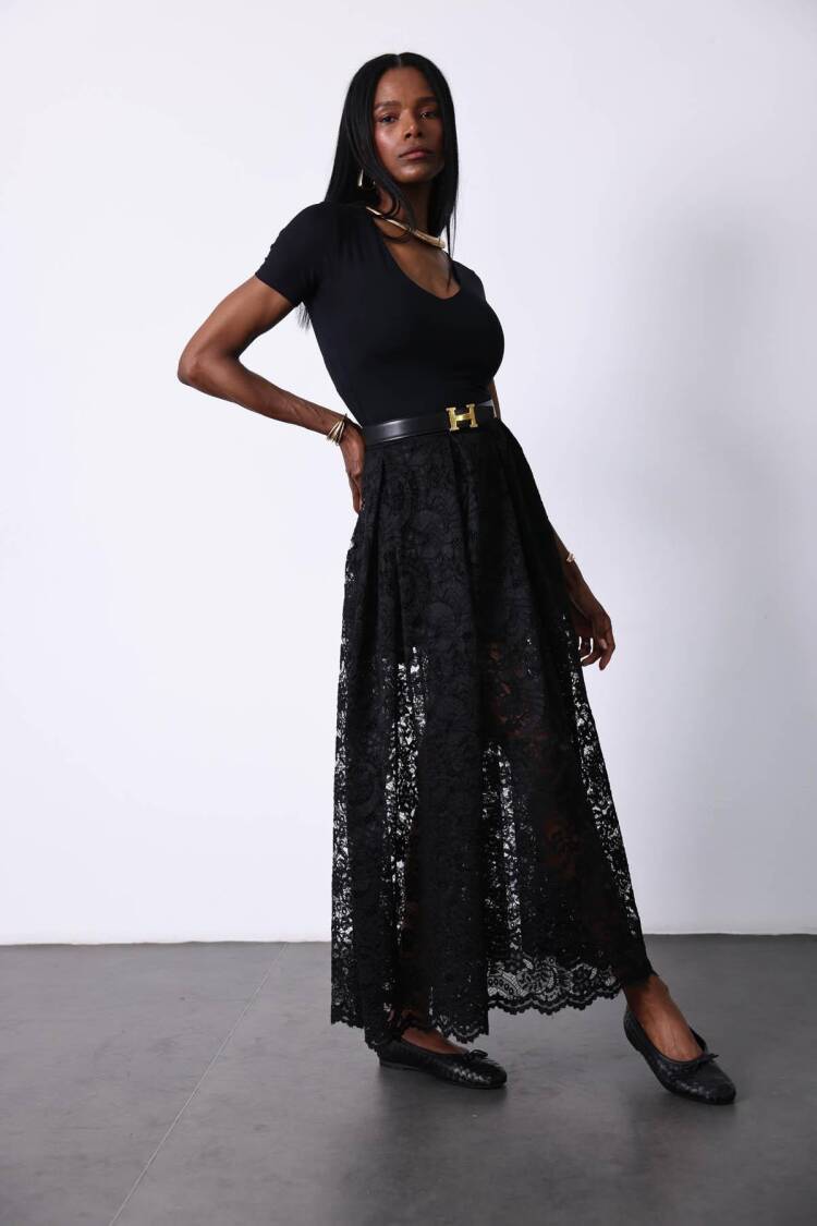 Elegant Flared Maxi Skirt - High Waist
