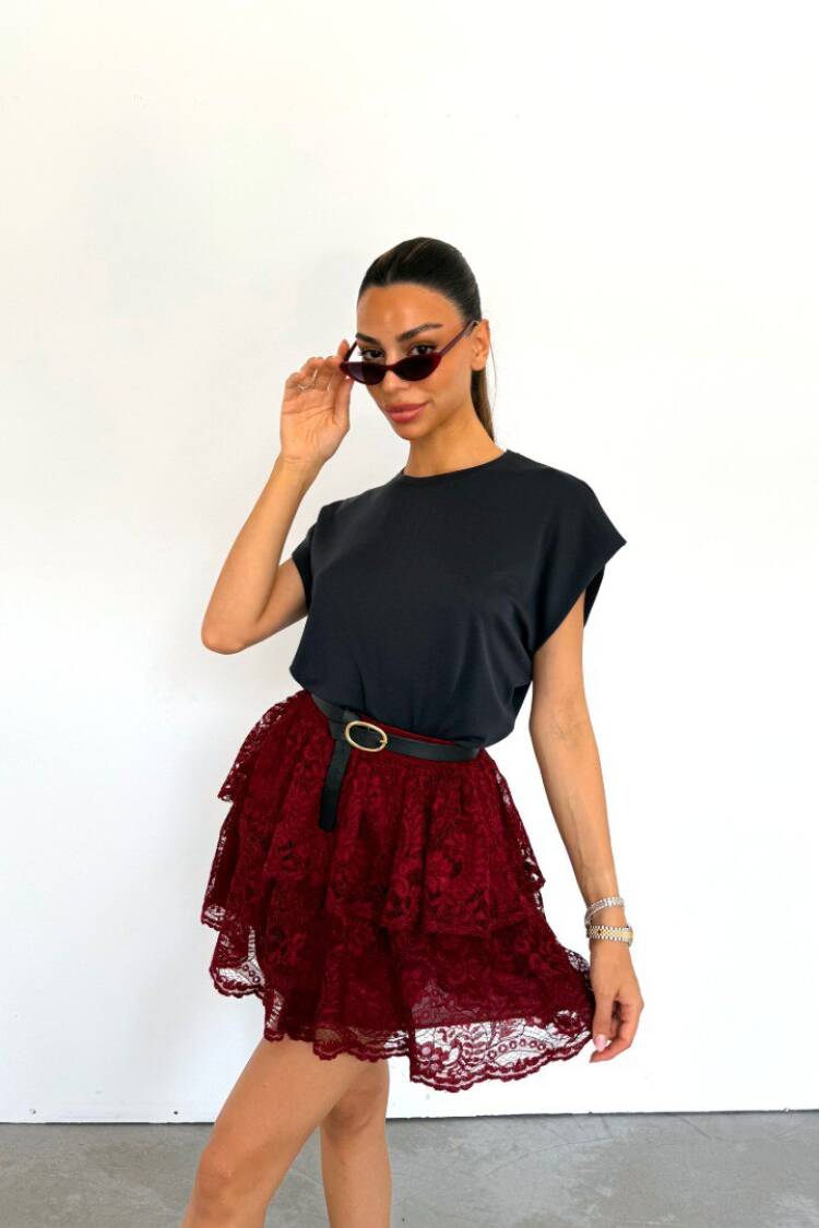Layered Mini Skirt High Waist - Brand: Cream Rouge - Women's Clothing Wholesale - Globality Store