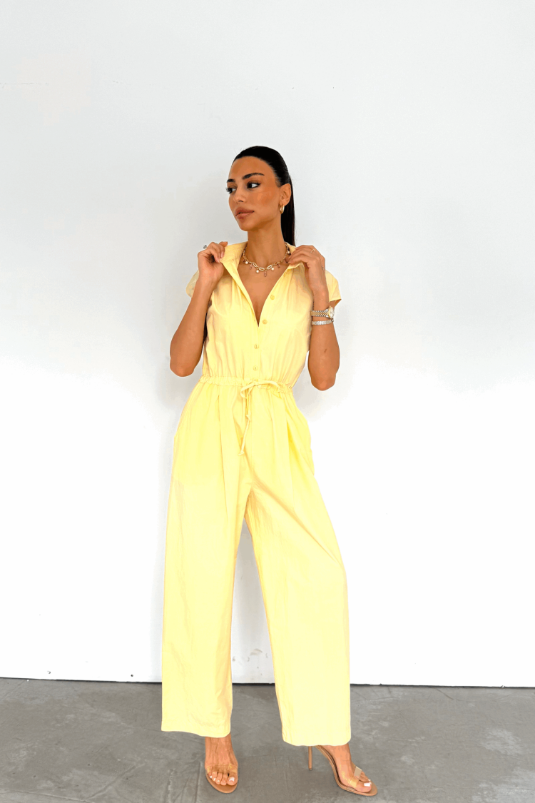 Khaki Casual Buttoned Shirt Jumpsuit With Polo Neck