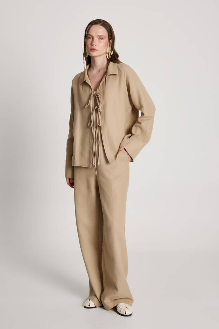 Beige Elegant Formal Suit With Notched Neck