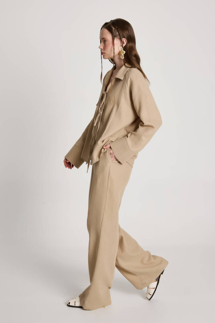 Beige Elegant Formal Suit With Notched Neck