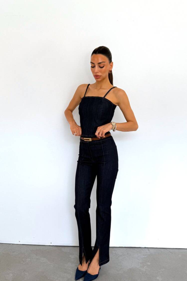 Blue High Waist Cigarette Pants - Brand: Cream Rouge - Women's Clothing Wholesale - Globality Store