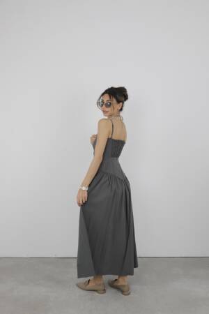 Grey Sexy Casual Elegant Formal Maxi Slip Dress Sleeveless Sweetheart Neck - Brand: Cream Rouge - Women's Clothing Wholesale - Globality Store
