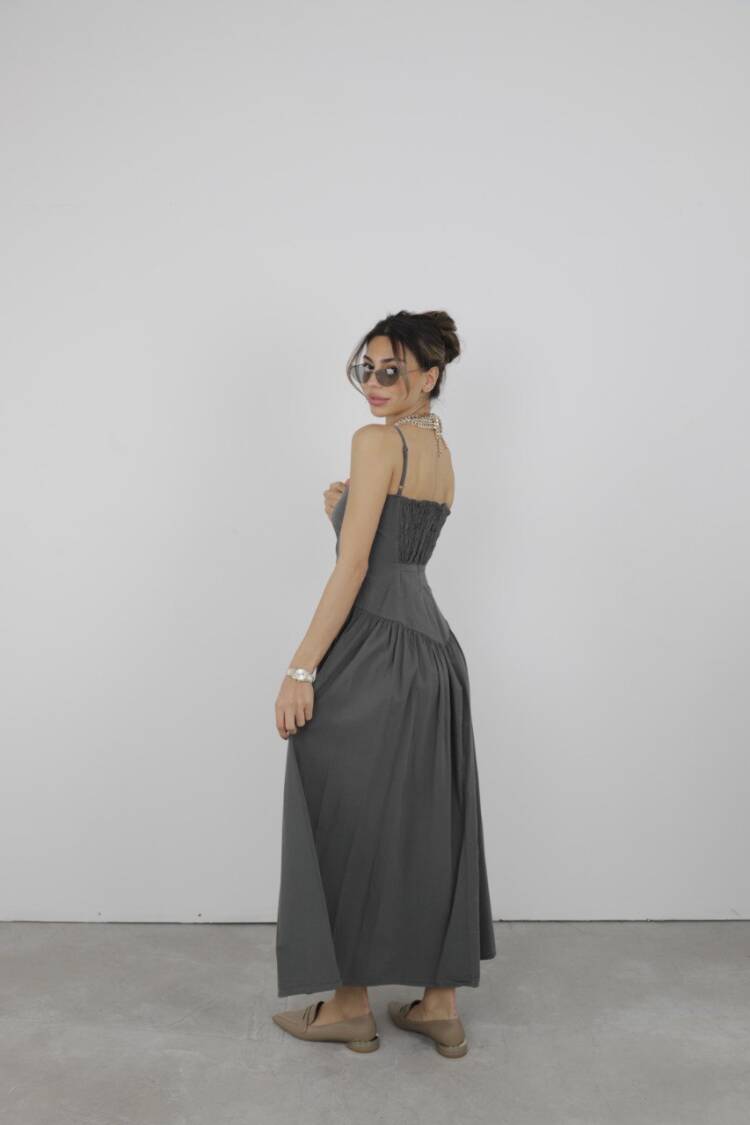 Grey Sexy Casual Elegant Formal Maxi Slip Dress Sleeveless Sweetheart Neck