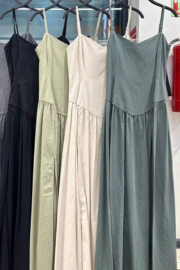 Black Maxi Slip Dress With Keyhole Neck - Brand: Cream Rouge - Women's Clothing Wholesale - Globality Store