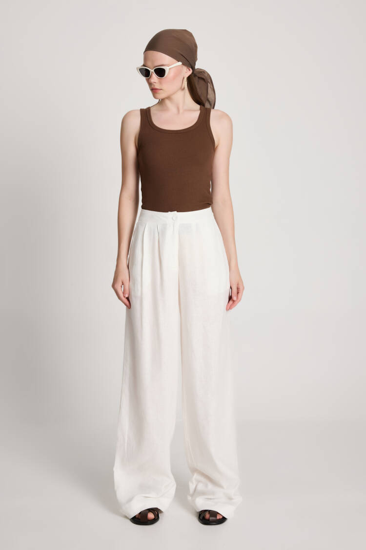 Palazzo Pants With High Waist And Wide Leg