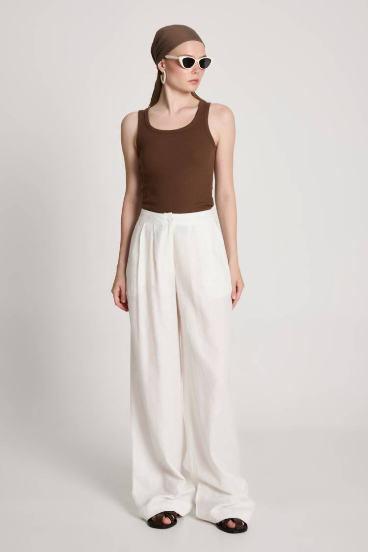 Palazzo Pants With High Waist And Wide Leg