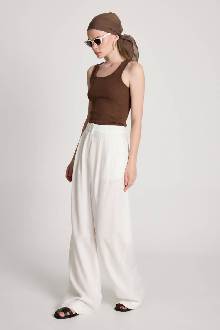 Palazzo Pants With High Waist And Wide Leg
