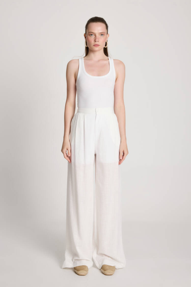 Palazzo Pants With High Waist And Wide Leg