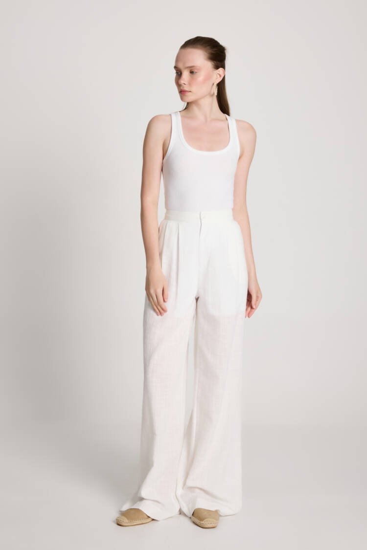 Palazzo Pants With High Waist And Wide Leg