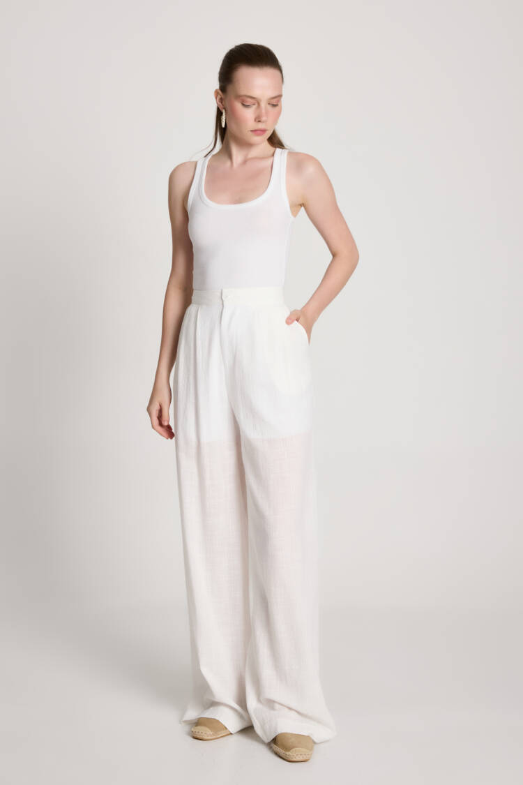 Palazzo Pants With High Waist And Wide Leg
