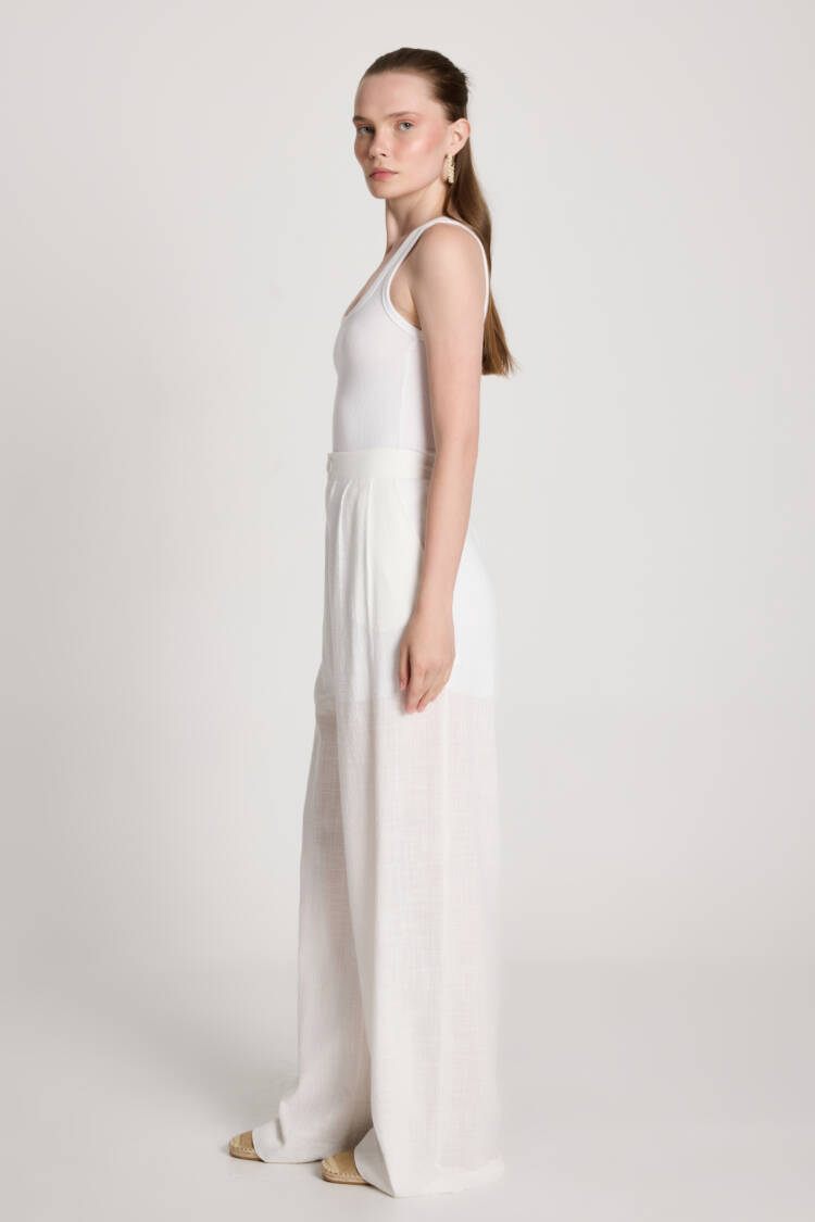 Palazzo Pants With High Waist And Wide Leg
