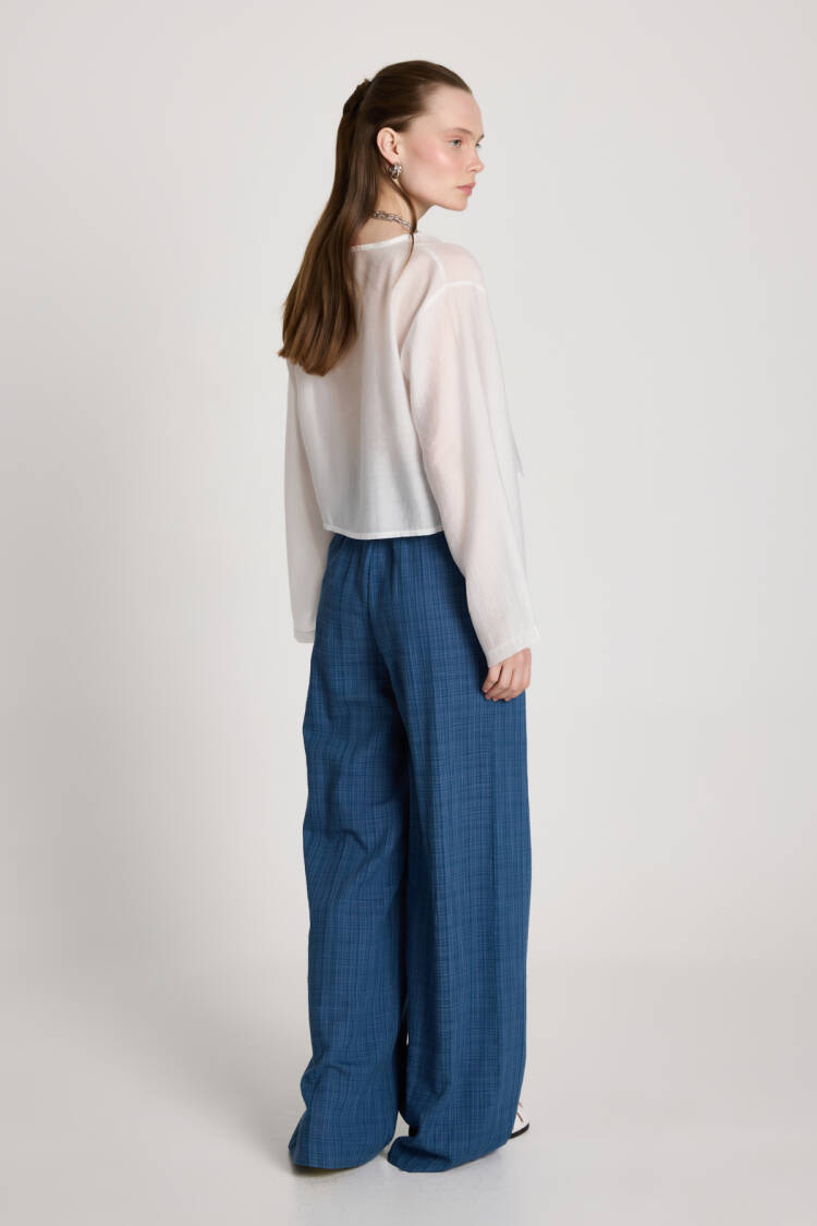 Blue Checkered Palazzo Pants