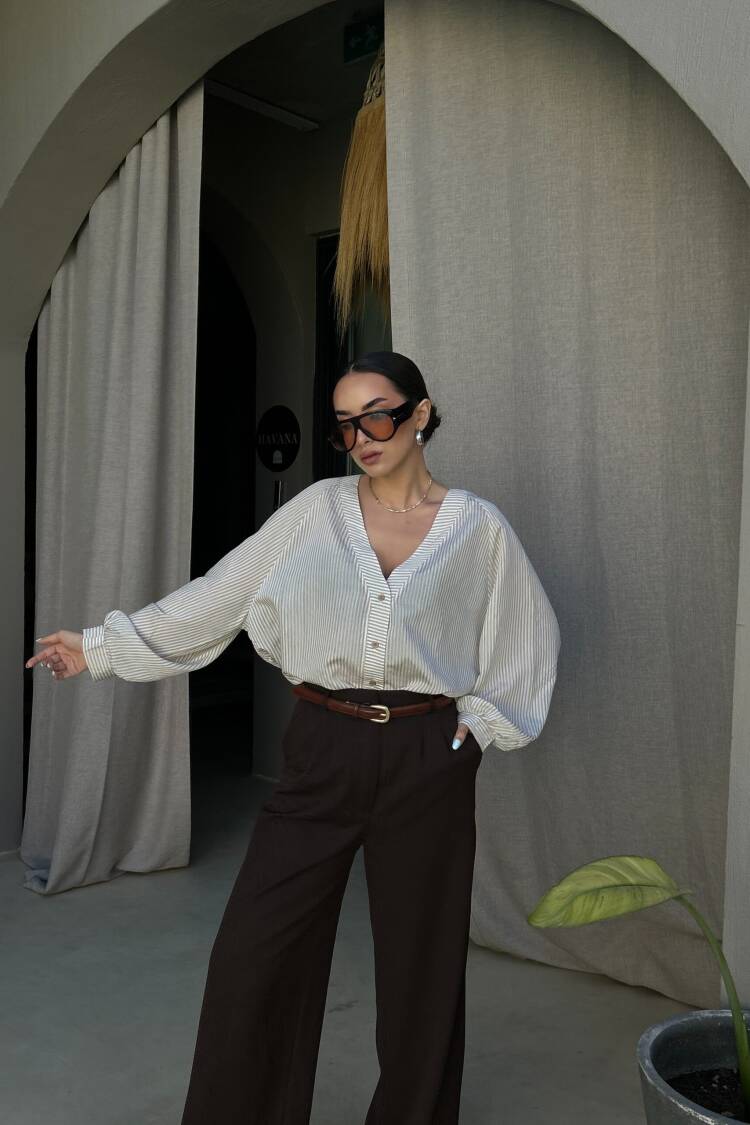 Oversized Fit Striped Casual Shirt