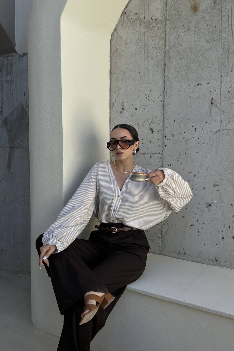 Oversized Fit Striped Casual Shirt