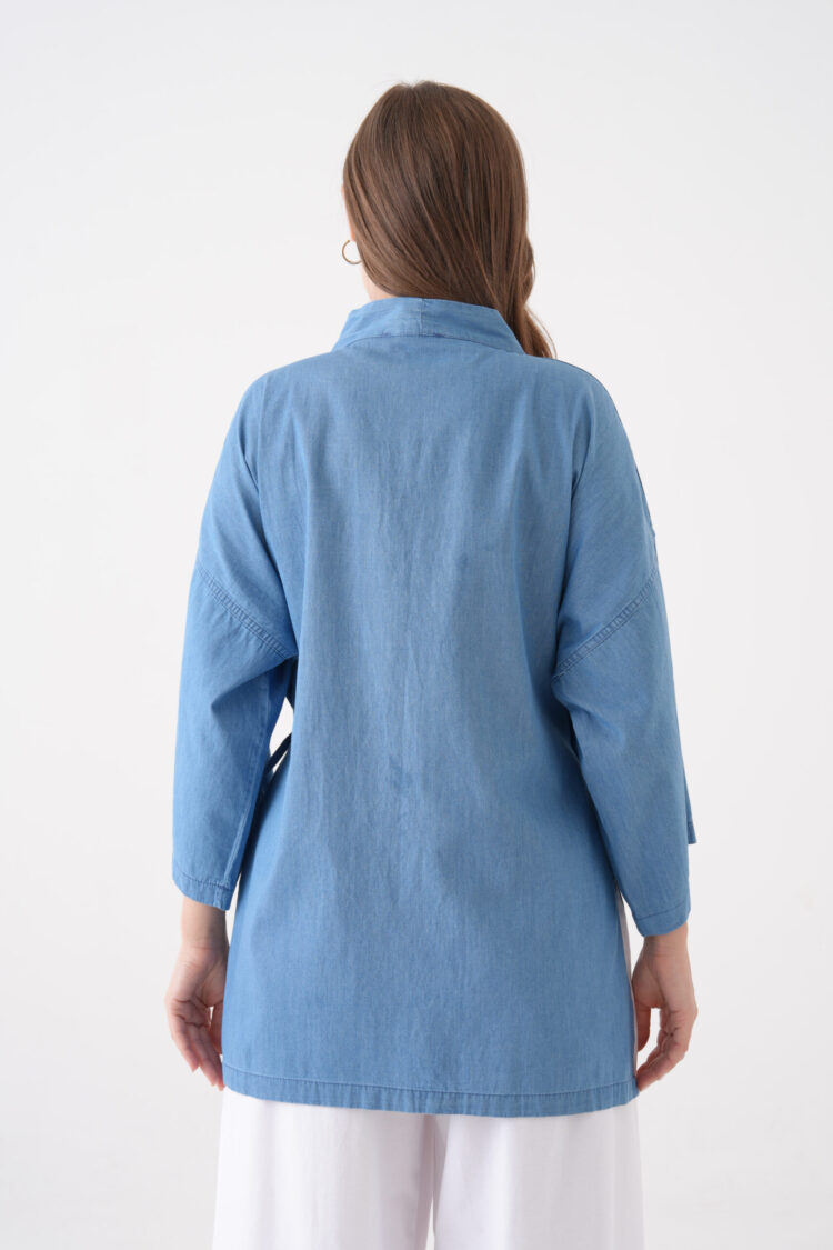 Ethnic Kimono With Slant Pocket And V-Neck