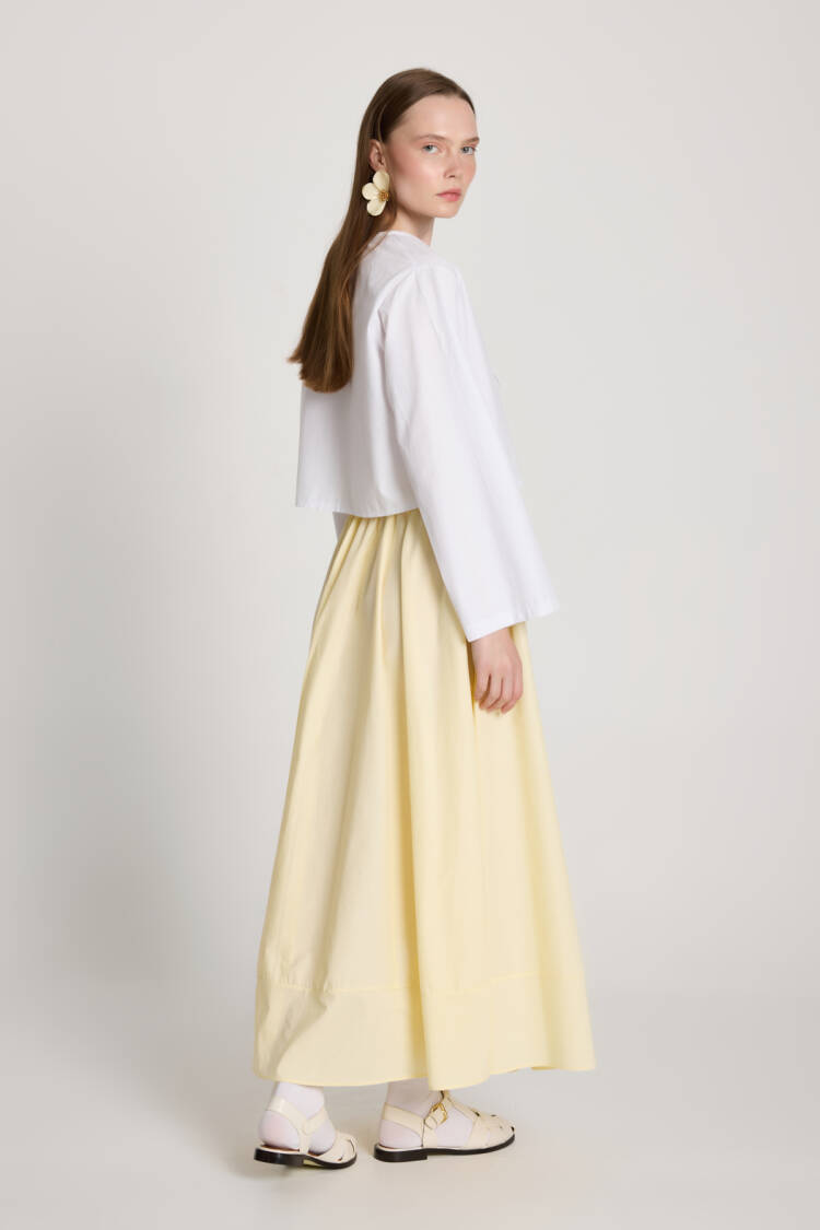 Beige Asymmetrical High Waist Maxi Skirt