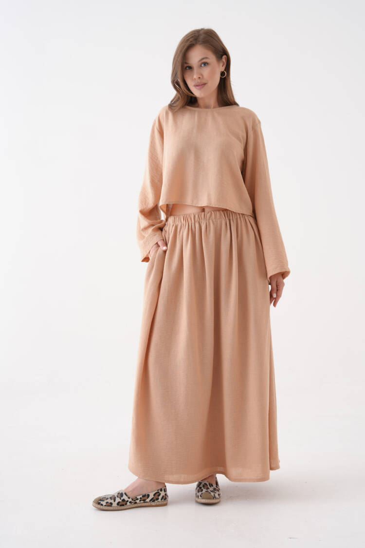 Beige Modest Casual Elegant Suit