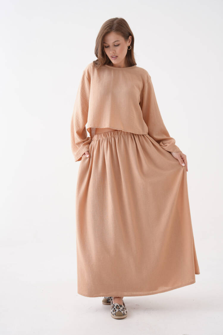 Beige Modest Casual Elegant Suit