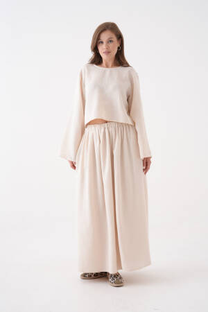 Beige Elegant Modest Suit With Maxi Flared Skirt - Brand: First Angels - Women's Clothing Wholesale - Globality Store