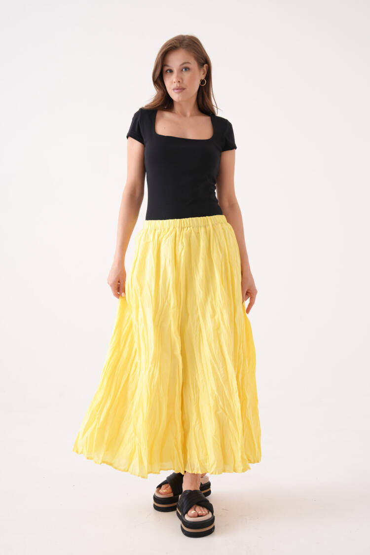 Draped Maxi Skirt With Mid Waist