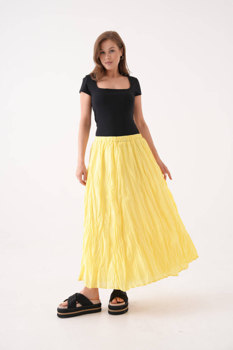 Draped Maxi Skirt With Mid Waist
