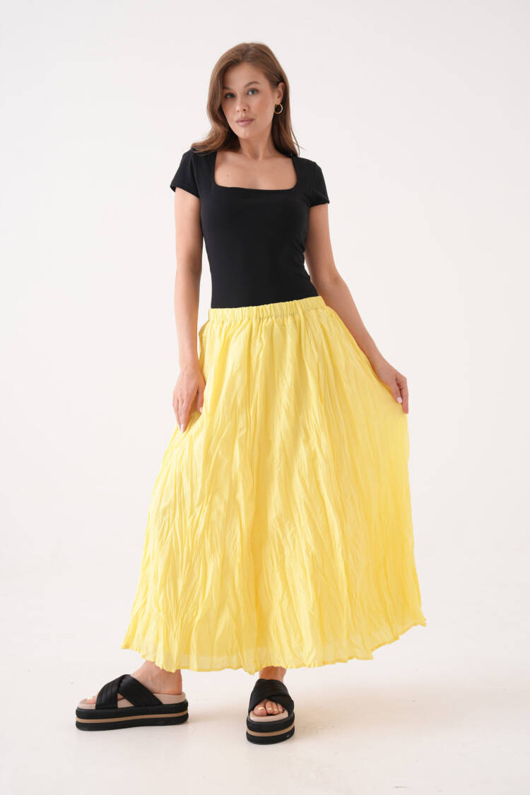 Draped Maxi Skirt With Mid Waist