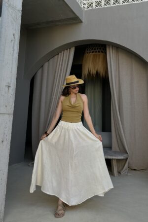 White Boho Asymmetrical Maxi Skirt High Waist - Brand: First Angels - Women & Kids, Baby Clothes Wholesale - Globality Store