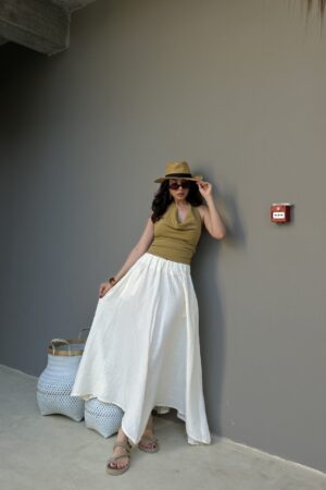 White Boho Asymmetrical Maxi Skirt High Waist - Brand: First Angels - Women & Kids, Baby Clothes Wholesale - Globality Store