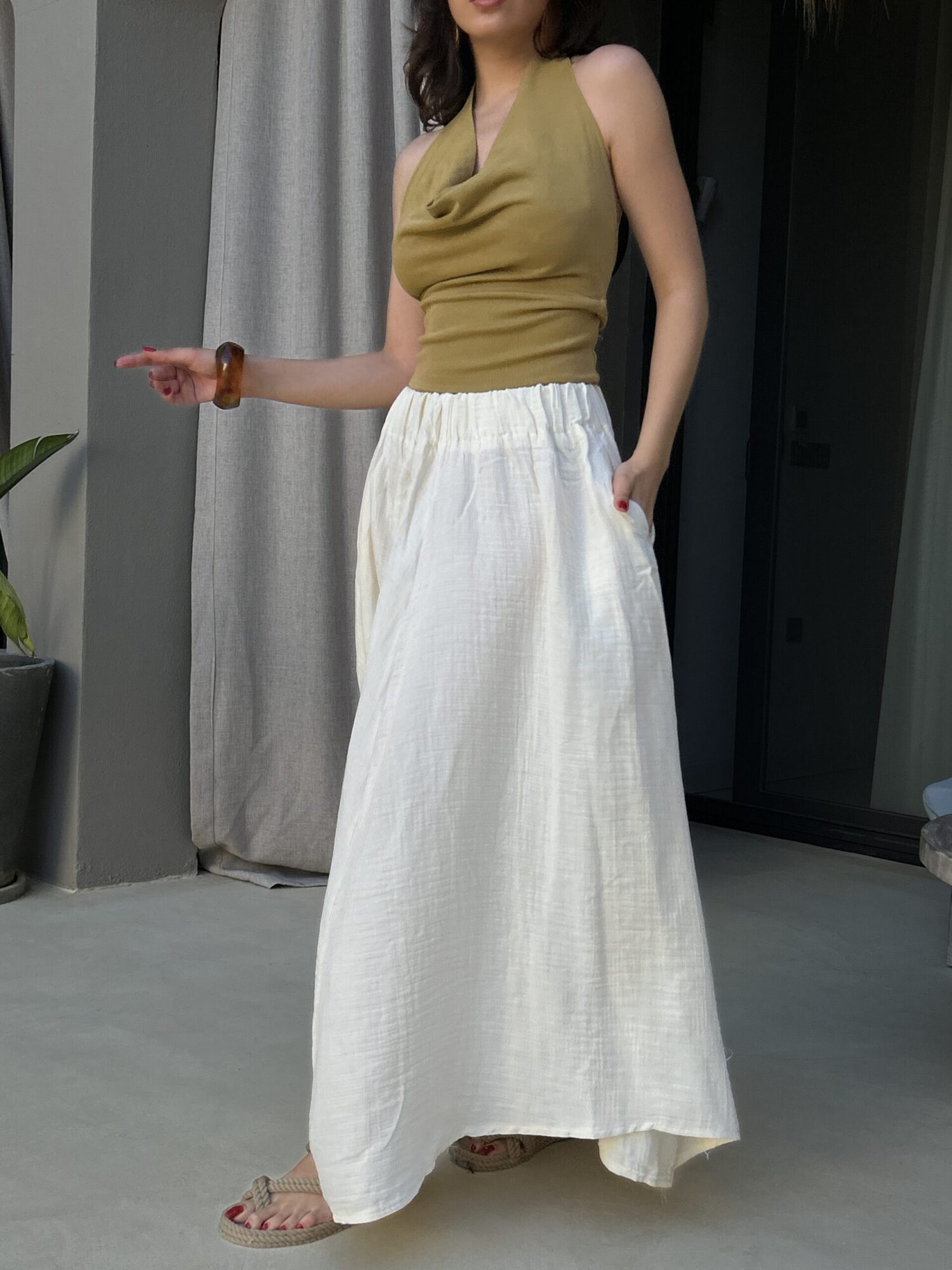 White Boho Asymmetrical Maxi Skirt High Waist - Brand: First Angels - Women & Kids, Baby Clothes Wholesale - Globality Store