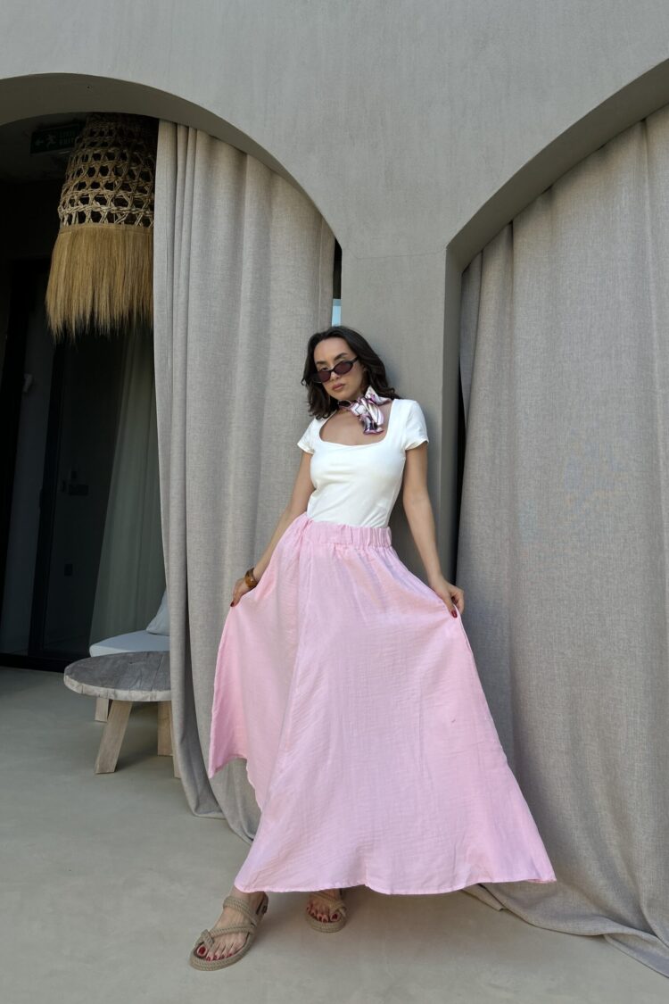 Flared Maxi Skirt High Waist Pull On