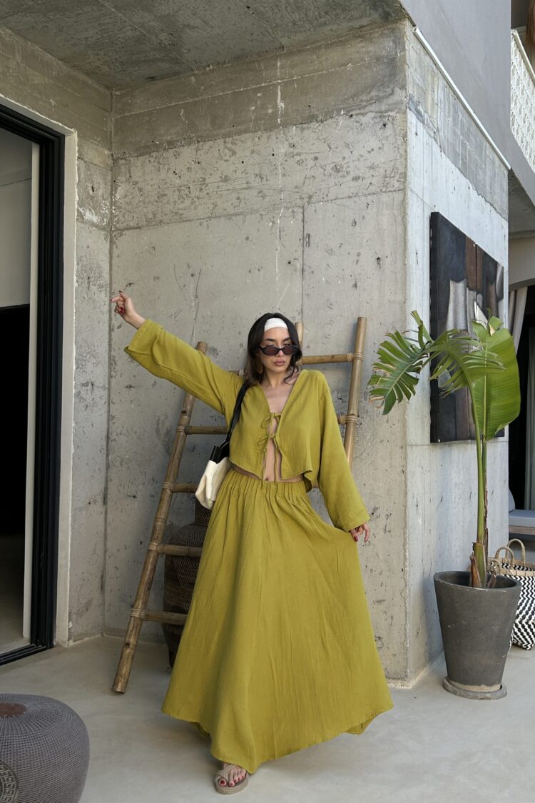 Yellow Boho Flared Maxi Skirt Mid Waist Pull On - Brand: First Angels - Women & Kids, Baby Clothes Wholesale - Globality Store